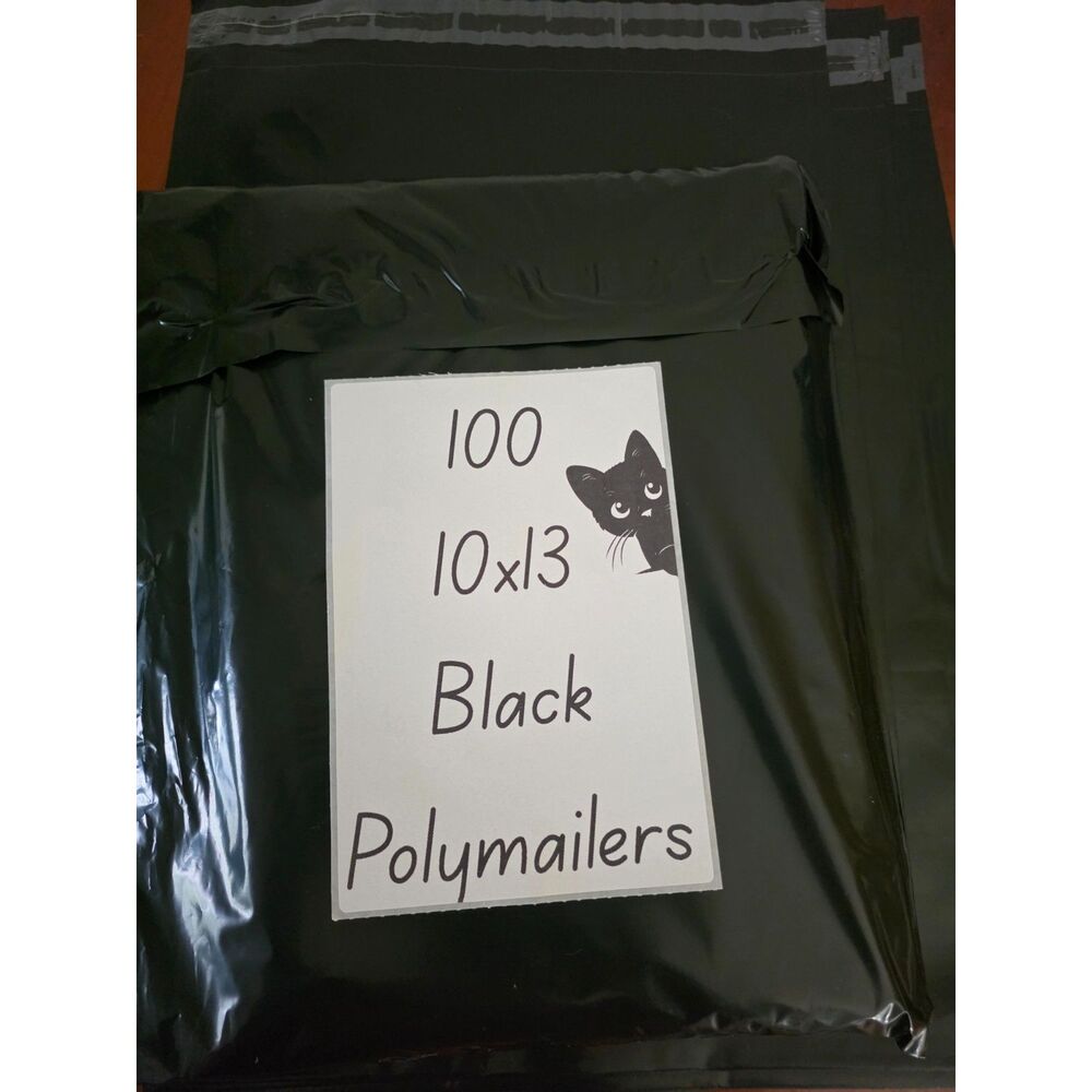 100 Pack Black Poly Mailers (10x13) – Durable Shipping Envelopes